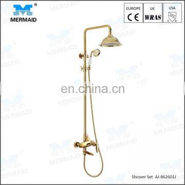 AoJie Gold Plated High pressure healthy lead free shower set with brass shower caddy