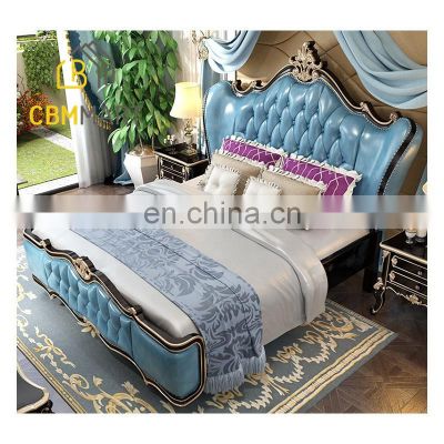 Classic European Style Brand Bed And Queen Size Bed With Wood Carving
