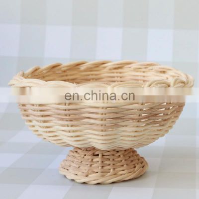 Hot Sale Footed Fraise bowls Rattan Cake Stand Tray for Table Handwoven Basket for Breakfast Wholesale