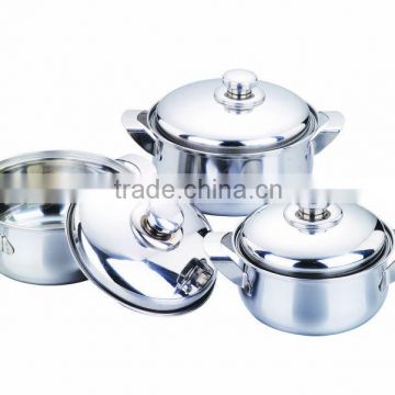 Stainless steel cookware set 3pcs belly casserole set