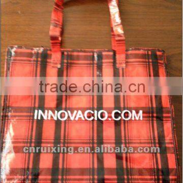 Recycle PP Woven plaid shopping bag