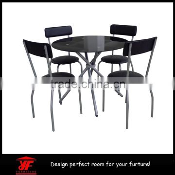 Nova & Apollo Square Glass Dining Room Table and 4 Chairs Set (Black)