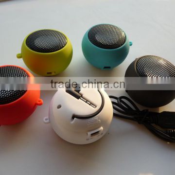Promotion cute and round hamburg shape rechargeable mobile phone speaker