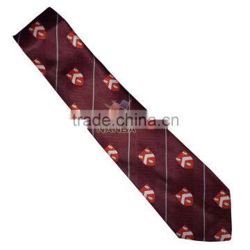 Club strip tie in brown with logo