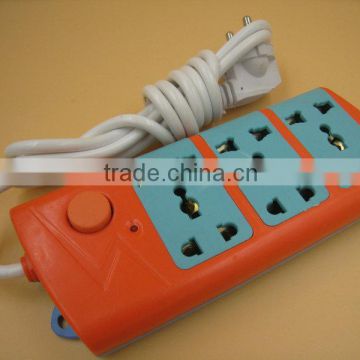 EU 3 universal sockets extension power strip for Thailand Indonesia