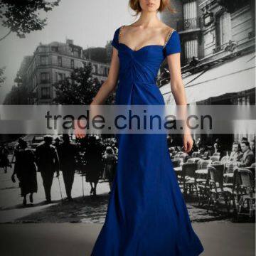 Designer Fashion Strapless Floor-length Royal Blue Women's Evening Dress(EVFA-1103)