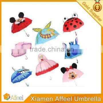 Kids Girls Boy Novelty Cartoon Ear Dome Hook Umbrella Rain Brolly Gift