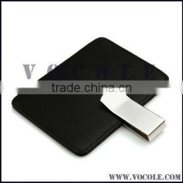high quality stainless steel black leather money clips