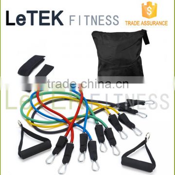 11pcs Resistance Band Set / Exercise Band with Door Anchor, Ankle Strap, Exercise Chart /Crossfit Latex Tube with Carrying Bag
