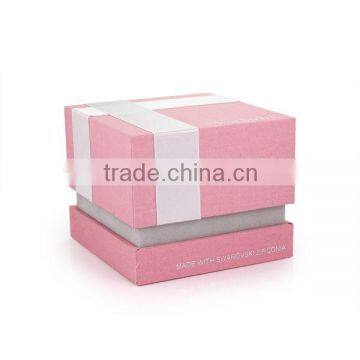 Pink paper cardboard gift box with lid