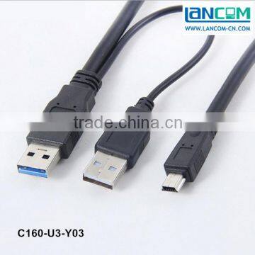 2016 new double y usb 3.0 cable to Micro B cable for mobilephone
