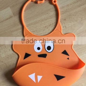 2016 Orange Custom wholesale price silicone baby bib