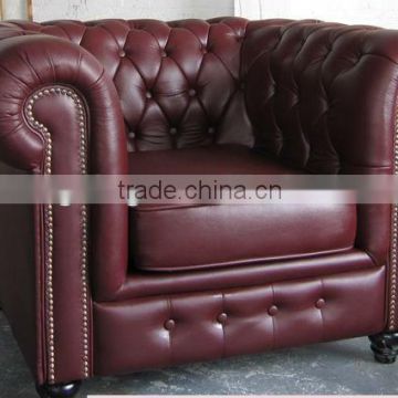 exquisite workmanship leather chesterfield sofa one seat