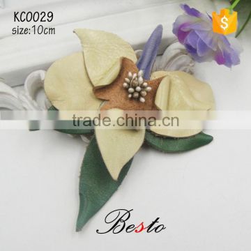 Decorative handmade handbag leather flower for women