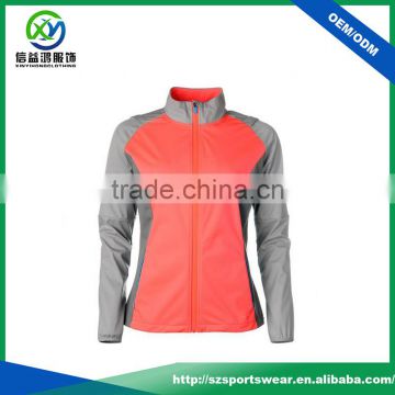 New design quality quick dry contrast color zipper-up woman jacket without hood