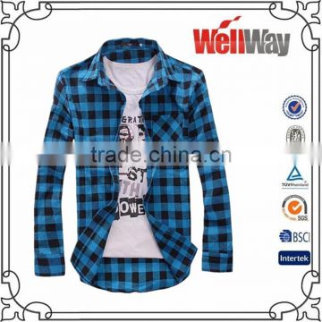 Men Slim Fit Casual Dress Shirt New-Style Men Korean Style Plaid Check Shirt check cotton shirt