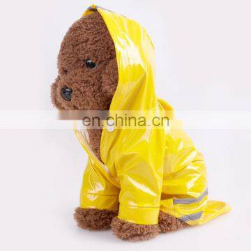 Small Pet dog raincoat PU reflect light clothes hooded Waterproof pet dog raincoat clothes for rain coat