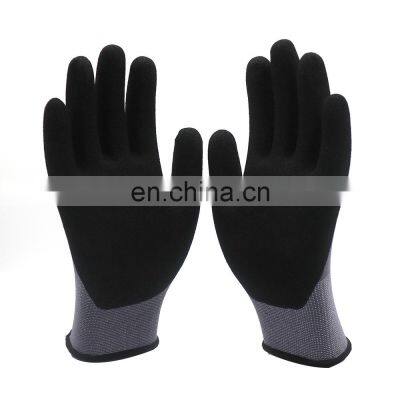 HY 15 Gauge Knitted Gloves Nitrile Safety Work Gloves Construction Black Nitrile Coated Gloves for Auto Industrial