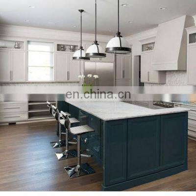 China Cheap Modern Luxury with Island design Large Storage solid wood white color Kitchen Cabinets