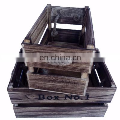 Country Rustic Wood Decorative Storage Crates Cheap Zakka Gift Box