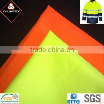 Shanghai manufacturer Hi vis Fluorescent PU coated Polyester Fabric