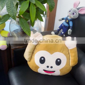 Hot Sale Cute Monkey Shape Animal Emoji Pillow Plush For Car & Sofa