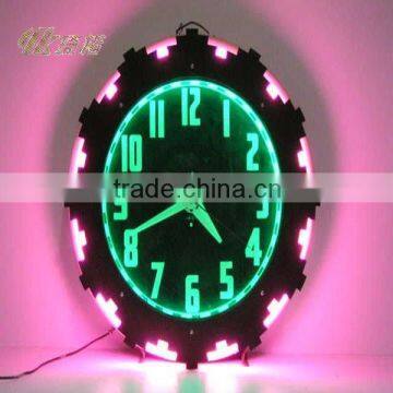Multi color decorative neon wall clock