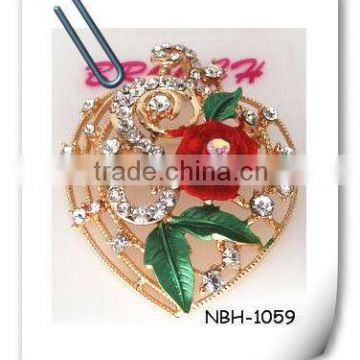 Fashion elegant epoxy flower basket brooch with crystal stones