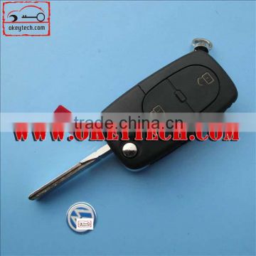 OkeyTech VW 2+panic button flip remote key blank(round key head) for vw flip key for vw remote key case for vw key shell