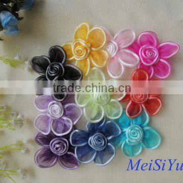 Colorful handmade sheer silk flower for hair accessories