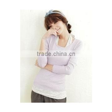 Silk/cashmere blended women pullover sweater