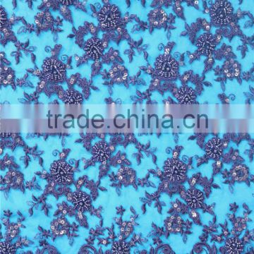 embroidery tulle design royal blue african voile lace fabric