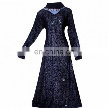 Women's Black Color Burkha With Diamond Stone Work & Printed Satin / Embroidery Work Islamic Style Burkha