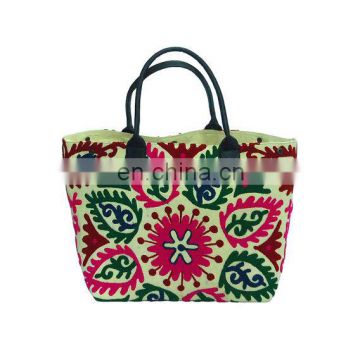 SUZANI EMBROIDERY LEATHER HANDEL SHOPPING TOTE BAGS