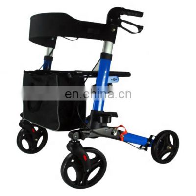 adult manual adjustable height light four wheels folding aluminum mobility drive medical forearm walker rollator with seat