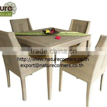 TF0705 Dining Set, Rattan Wickers Dining Table and Chairs for 4 people