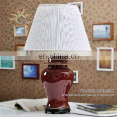 Unusual china red ceramic porcelain hotel bedside table lamps