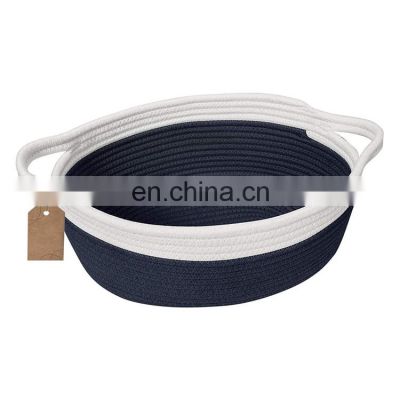 Manufacturers customized wholesale all kinds of size braid blue gray pink cotton rope woven storage baskets