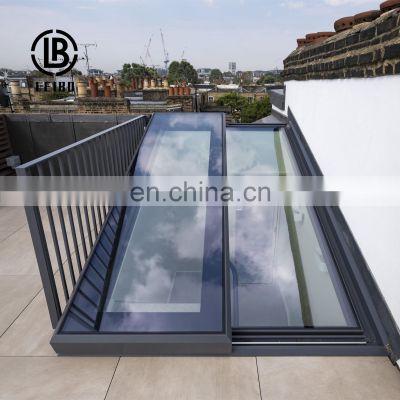 Restaurant Bright Insulation Intelligent Sliding Glass Roof Skylight With Remote Control