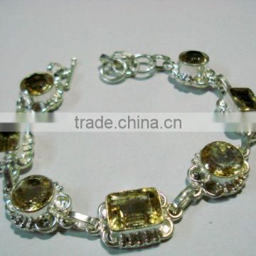 Faceted Citrine Gem Metal bracelets