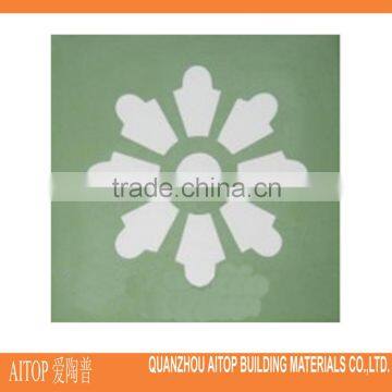 Green background white flower cement floor tile 200x200mm for interior house decor high technology cement panel synthetic print