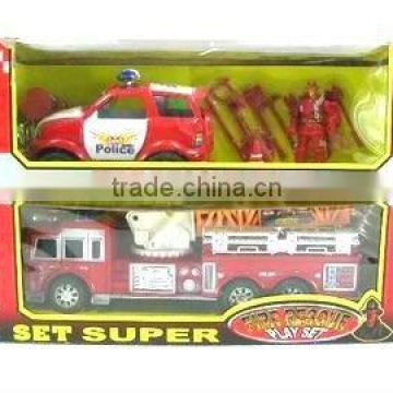 friction plastic toy of fire truck set