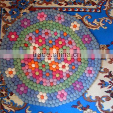 Flowered felt ball rugs
