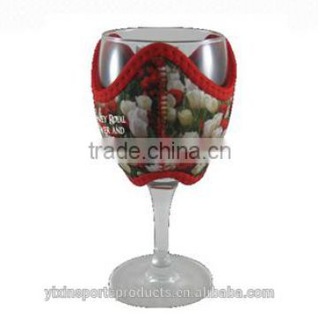 customized full floral printing neoprene wine glass cover