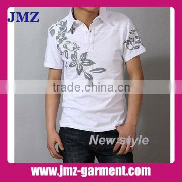 65% polyester 35% cotton popular printed polo shirt for man