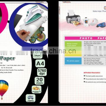 factory manufacturer heat transfer light T-shirt Transfer paper A4 size