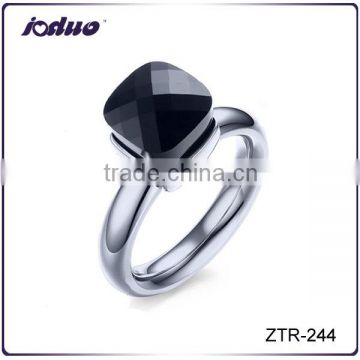 Wholesale Lady Colors Glass Stainless Steel Ring
