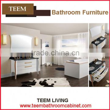 Teem home bathroom furniture family solid wood bathroom set pvc top cabinet
