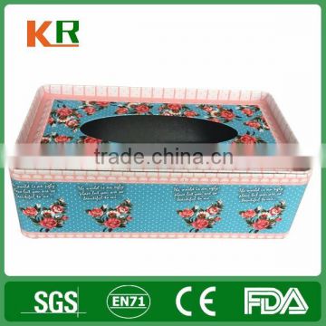Colorful Printing Flower tin tissue box tin storage box