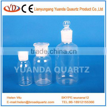 High quality clear quartz glass reagent bottle with stopper